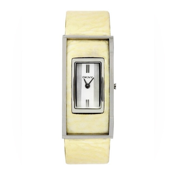 Accessories - DKNY Rectangle Leather Stainless Steel Watch NY4307